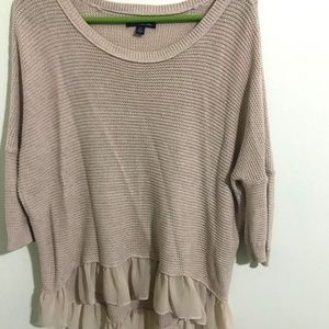 American Eagle Blush Knit Sweater with Silk Trim